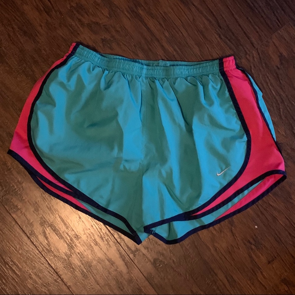 Large Teal and Pink Nike Athletic Shorts
